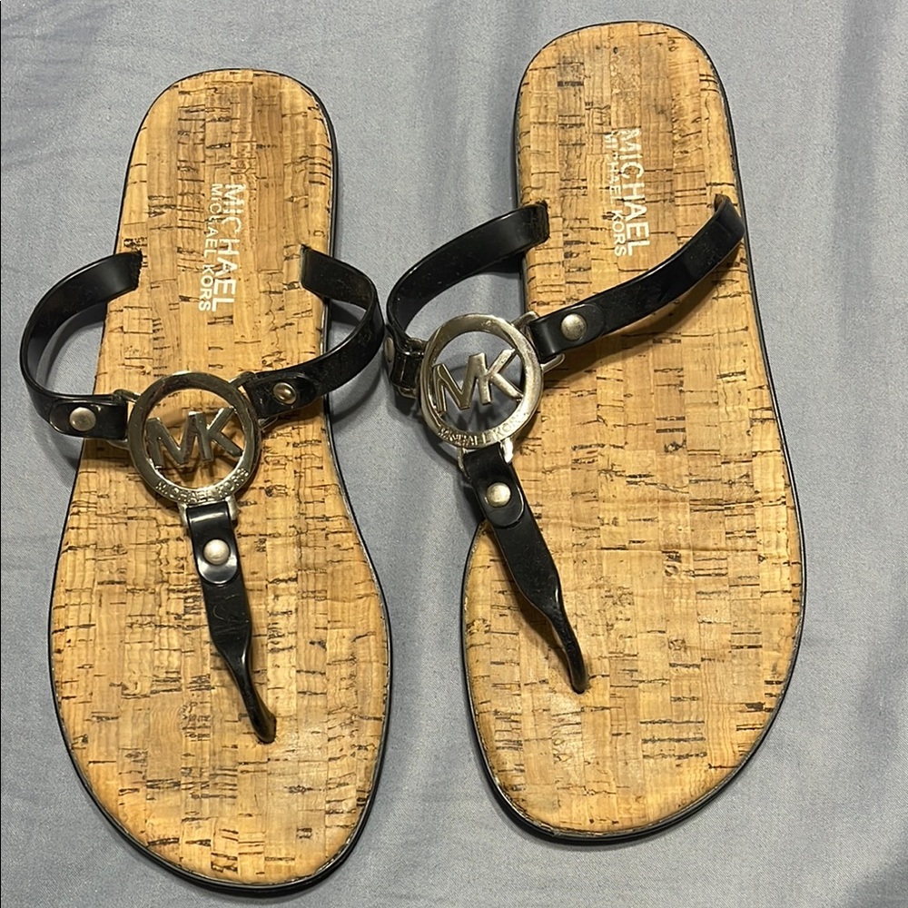 Michael Kors Black Sandals with Cork Footbed